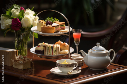 Elegant Afternoon Tea Spread with Fresh Sandwiches