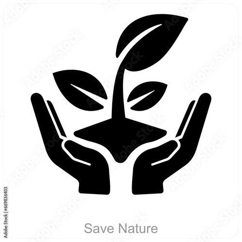 Save Nature and ecology icon concept