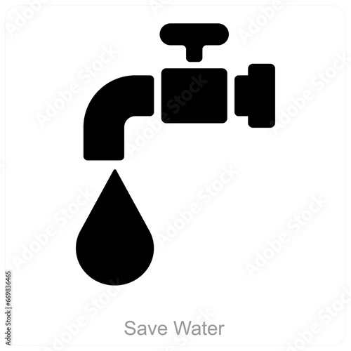 Save Water and prevention icon concept