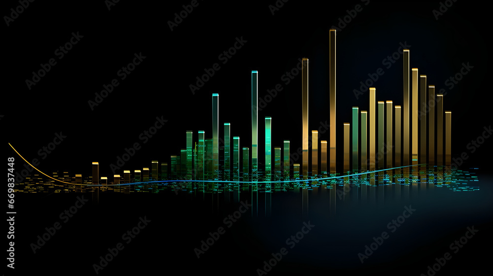 Dark gradient backdrop dimension of financial chart
