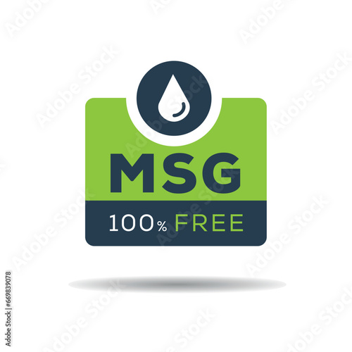 MSG free (Monosodium glutamate acid) label sign, vector illustration.