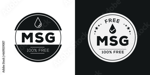 MSG free (Monosodium glutamate acid) label sign, vector illustration.