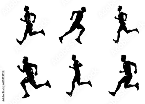 Rugby player with ball, isolated vector silhouette.