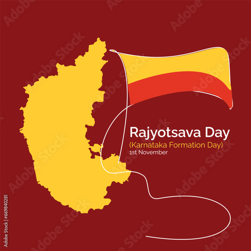 Karnataka Rajyothsava Day translation: Karnataka state formation Day. Vector, illustration.