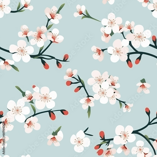 Seamless pattern with Sakura flowers. Cherry blossom background. © Aonsnoopy