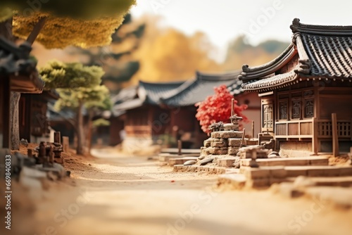 Beautiful view of traditional Hyangwonjeong pavilion. korean pavilion. traditional korean house.  photo