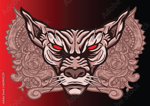Aggressive demon beast head in colorful style vector illustration