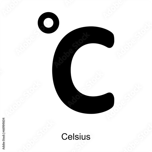 Celsius and temperature icon concept