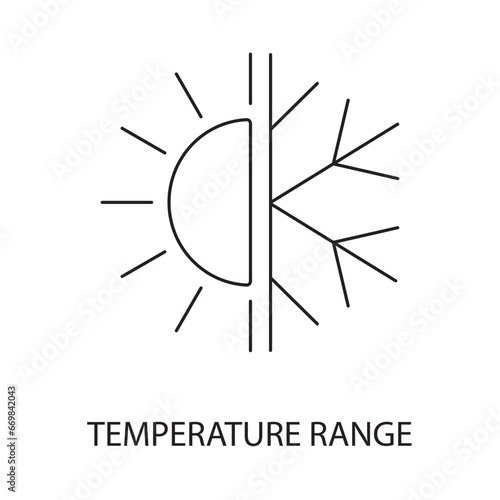 Temperature range line icon vector for food packaging, illustration of half sun and half snowflake