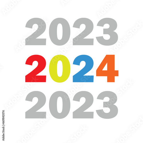 Happy new year 2024 design. With colorful number illustrations.