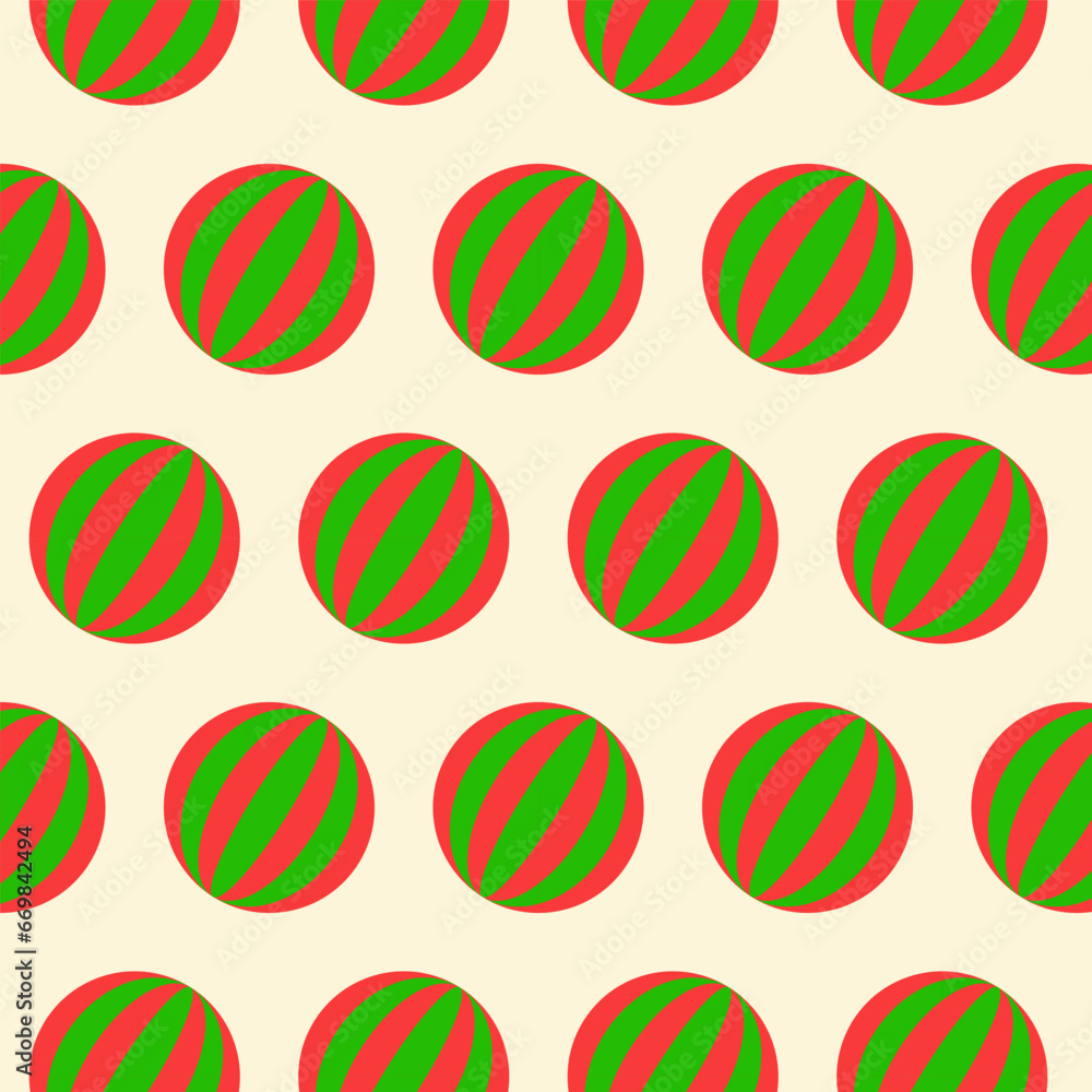 Christmas seamless pattern.Red green ball repeat pattern isolated on beige background.Round circle geometry shape abstract vector illustration. Christmas seamless pattern.Red green ball repeat pattern isolated on beige background.Round circle geometry shape abstract vector illustration.