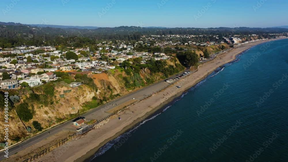 Aerial view circling the Aptos beach and the coast of Rio del Mar, California Aerial view circling the Aptos beach and the coast of Rio del Mar, California