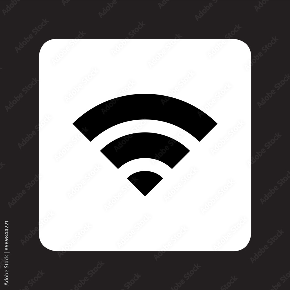 Wi Fi icon vector. Wireless internet logo design. Wifi vector icon illustration in square isolated on black background Wi Fi icon vector. Wireless internet logo design. Wifi vector icon illustration in square isolated on black background