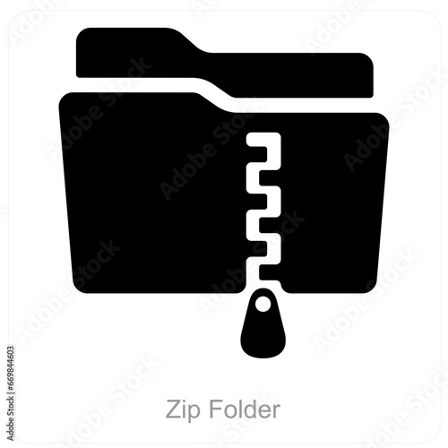 Zip Folder and Folder icon concept