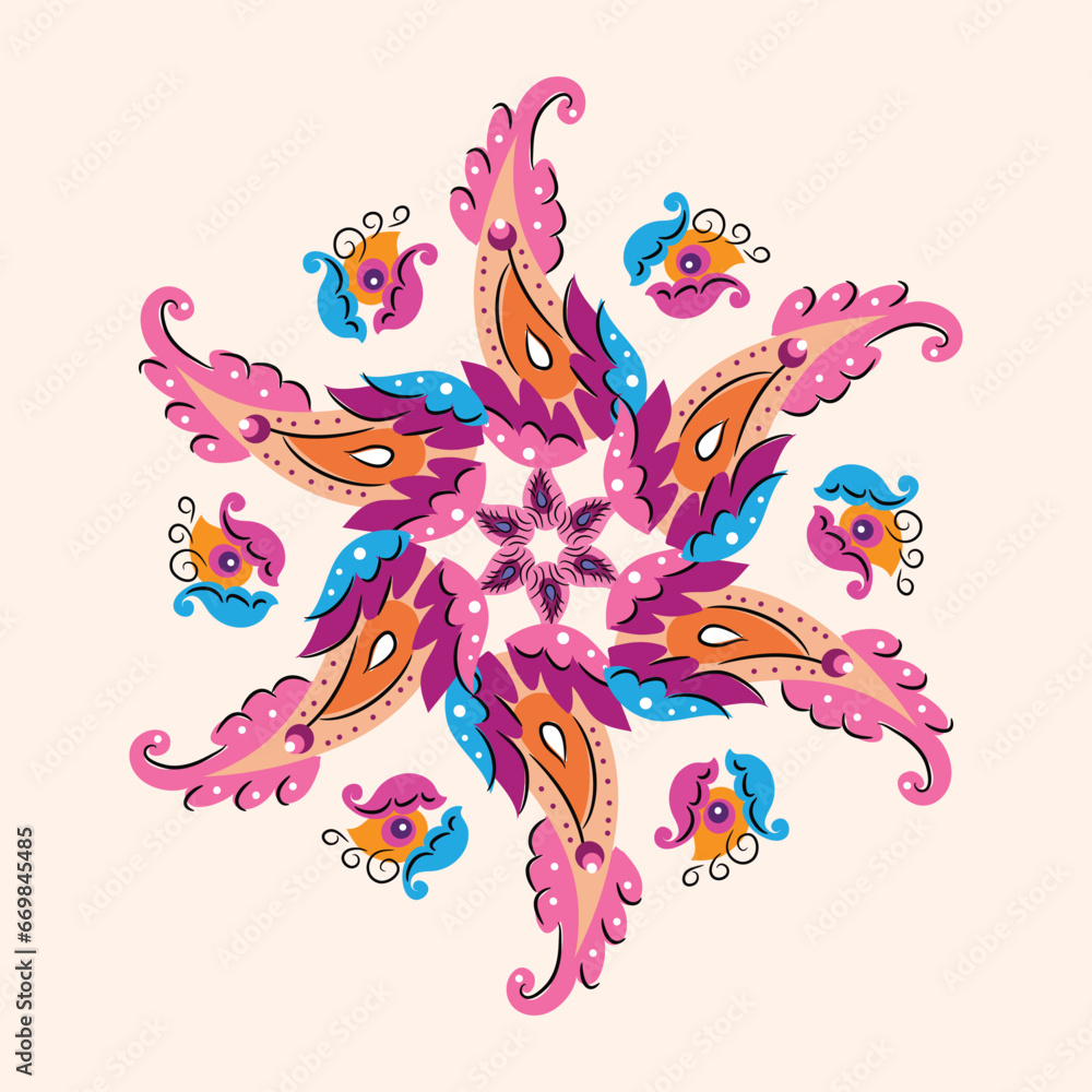Paisley and Lotus flower  indian asian texture background  for textile  Traditional ornament   Vector flat cute illustration