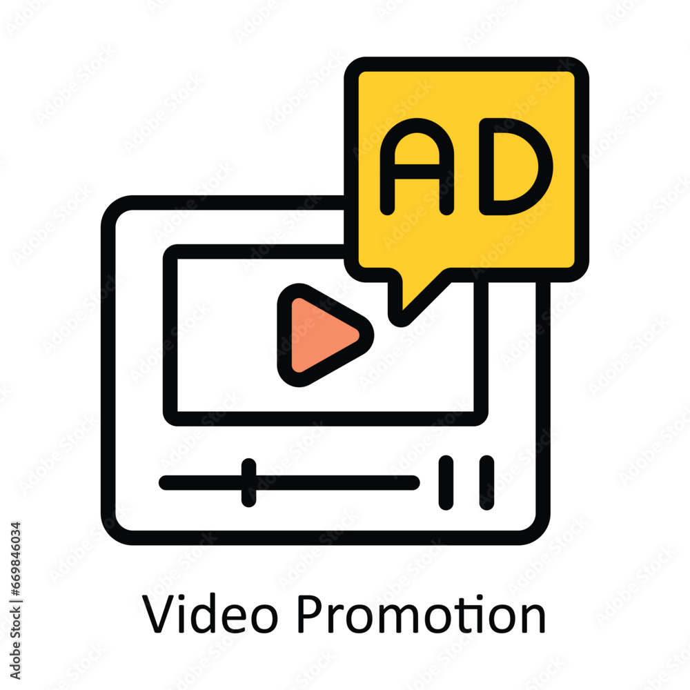 Video Promotion vector Filled outline Design illustration. Symbol on White background EPS 10 File Video Promotion vector Filled outline Design illustration. Symbol on White background EPS 10 File