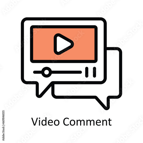 Video Comment vector Filled outline Design illustration. Symbol on White background EPS 10 File 