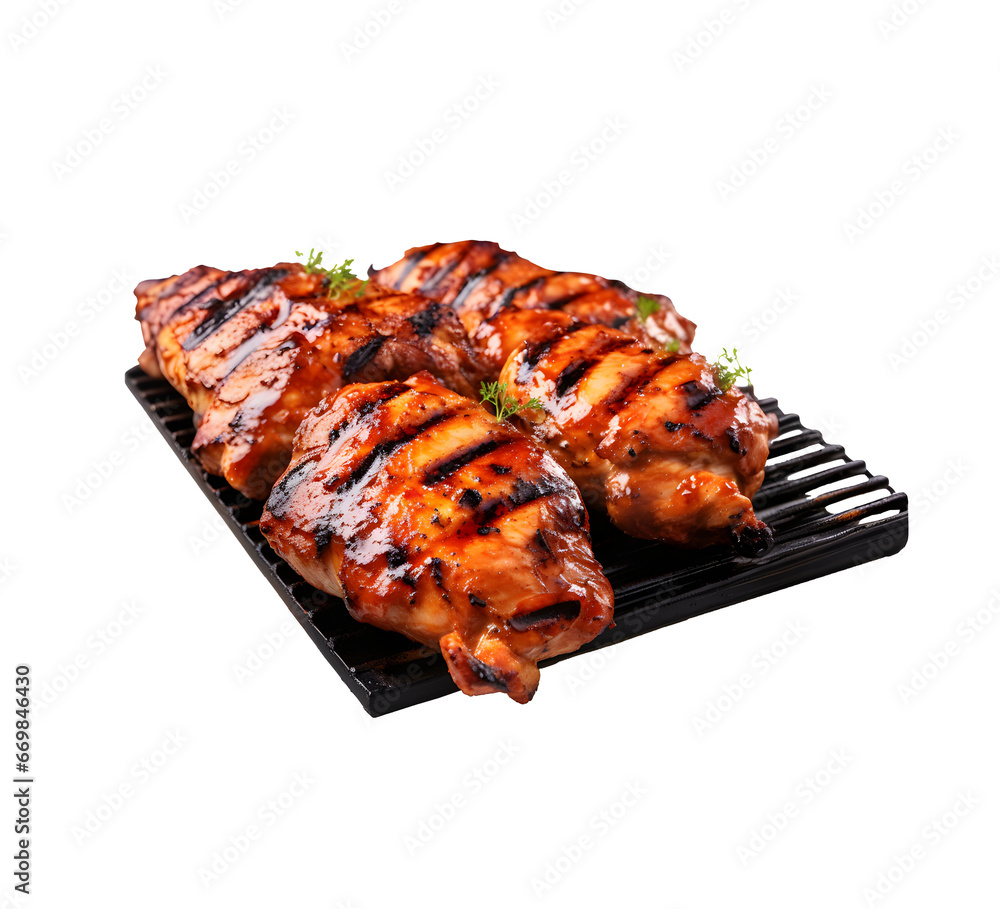 Grilled Chicken on Wire Rack Isolated PNG