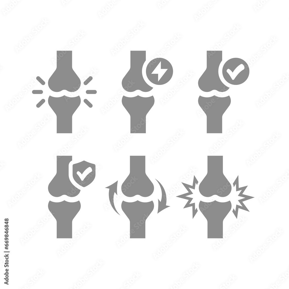 Human bone joints vector icon set. Joint pain, inflammation and arthritis icons. Human bone joints vector icon set. Joint pain, inflammation and arthritis icons.