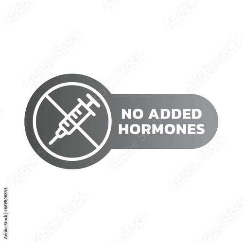 No added hormones vector label. Hormones free meat or food sticker.