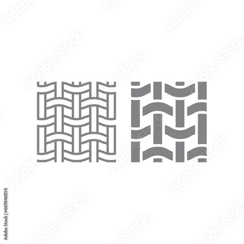 Textile stitched fabric vector sign. Fiber material stitching icon.