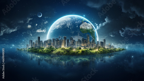 World environment and earth day concept with globe. nature and eco friendly environment. photo