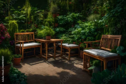 table and chairs in a garden