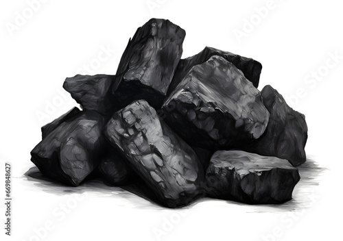 Natural Lump Charcoal Isolated PNG