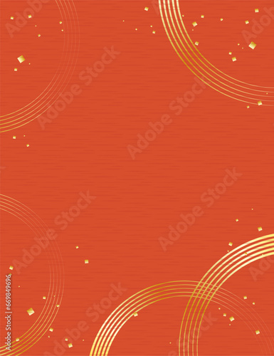 金色の円と金箔の散ったシンプルな背景イラスト素材 ベクター 水紋 和風 