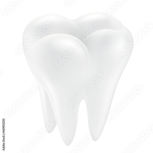 3D vector illustration of a tooth. Isolated on a white background. Health concept of bones, teeth and dentistry.