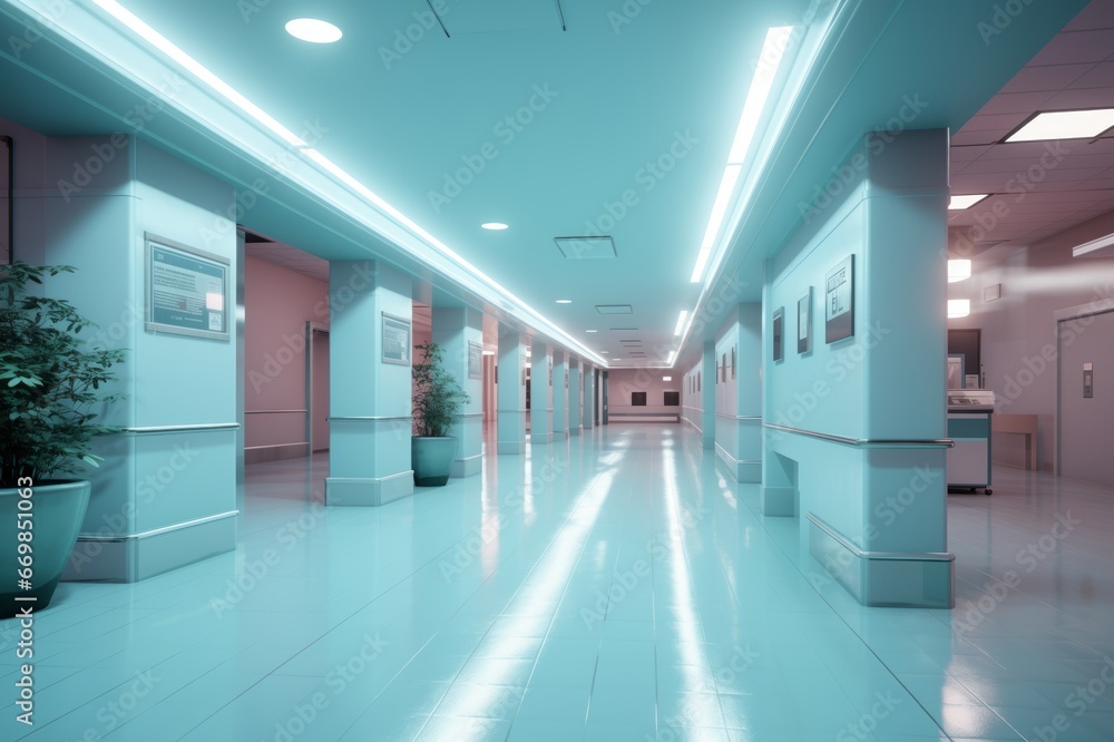 Obraz premium Hallway of modern hospital , reception clinic