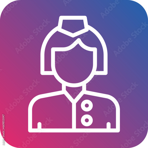 Female Flight Attendant Icon Style