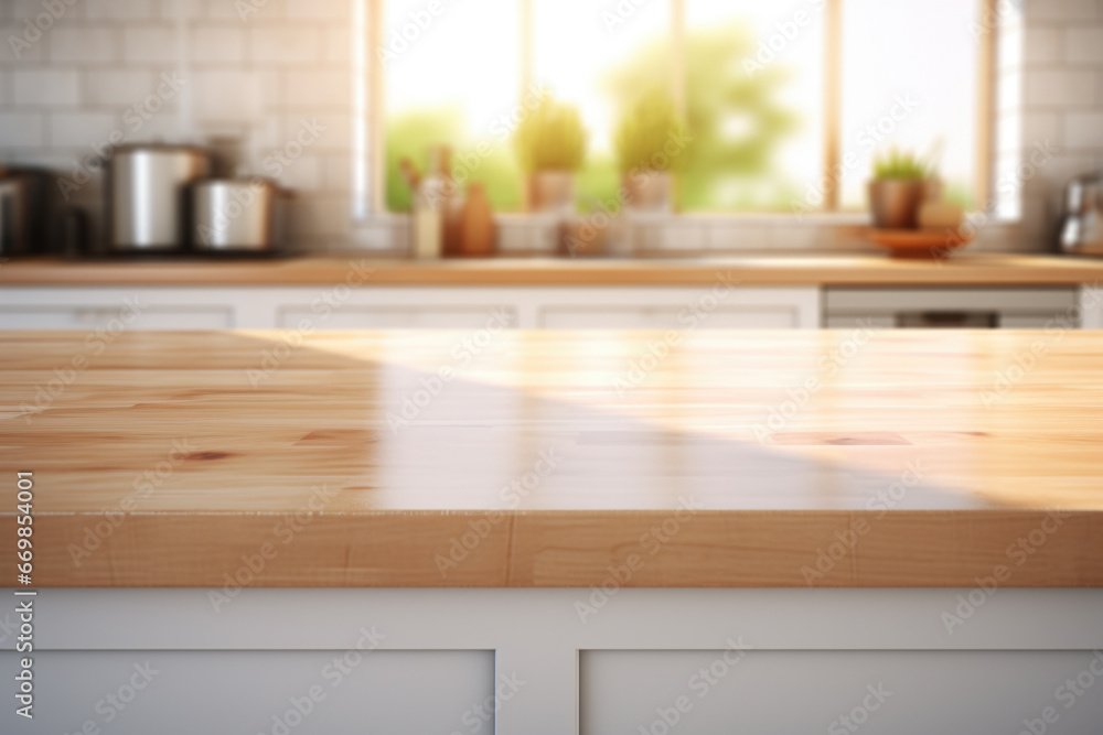 Wooden counter top in kitchen next to window. Perfect for showcasing cozy and bright kitchen space. Wooden counter top in kitchen next to window. Perfect for showcasing cozy and bright kitchen space.