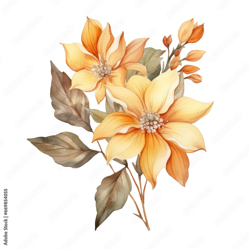 Fototapeta premium watercolor autumn flower clipart