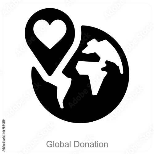 Global Donation and crowdfunding icon concept
