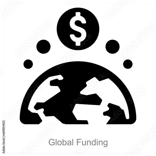 Global Funding and crowdfunding icon concept