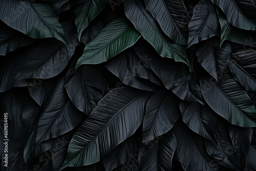black and green tropical leaves background © msroster