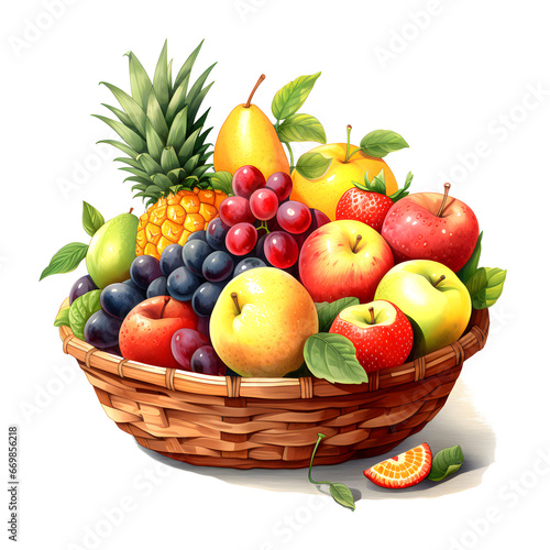 Mixed fruits Basket isolated png