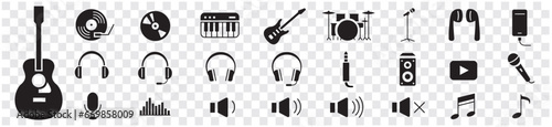 musical instruments line icons collection vector