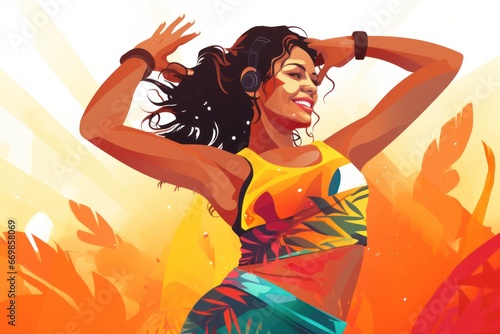 Smiling girl dancing zumba training and working out