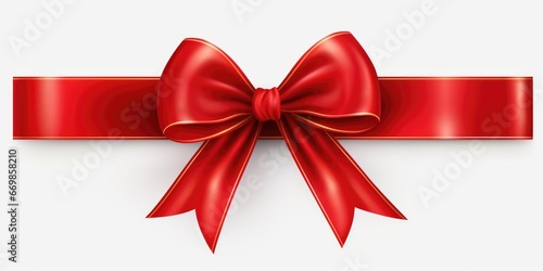 A red ribbon with a bow on a clean white background. Perfect for adding a touch of elegance and celebration to any design project.