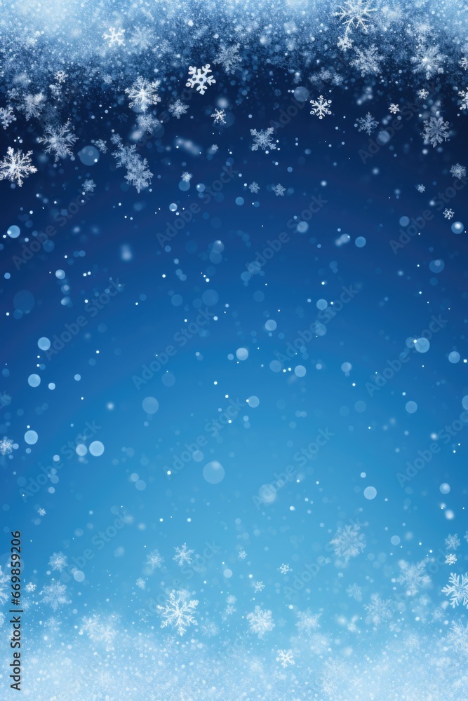 A blue background with snow flakes. Perfect for winter-themed designs and holiday projects.
