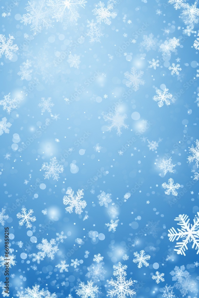A simple blue background with delicate snowflakes. Perfect for winter-themed designs and holiday decorations.