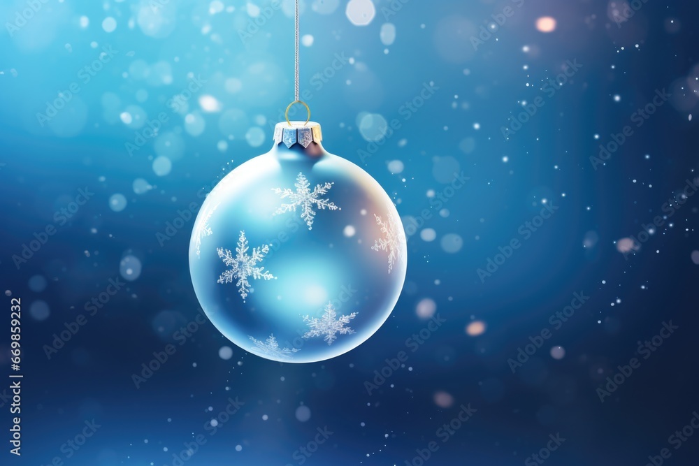 A blue Christmas ornament hangs delicately from a string. Perfect for holiday decorations and festive designs. A blue Christmas ornament hangs delicately from a string. Perfect for holiday decorations and festive designs.