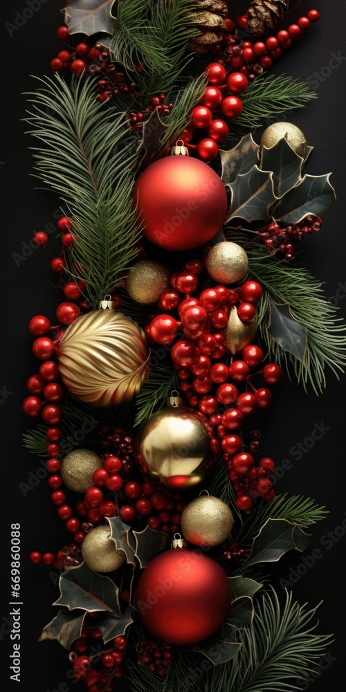 A bunch of red and gold Christmas ornaments. Perfect for adding festive cheer to any holiday project