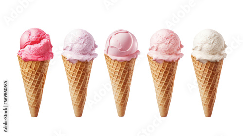 Ice cream cone set on the transparent background