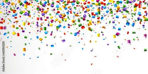 Colorful confetti scattered on a clean white background. Perfect for celebrations and festive occasions