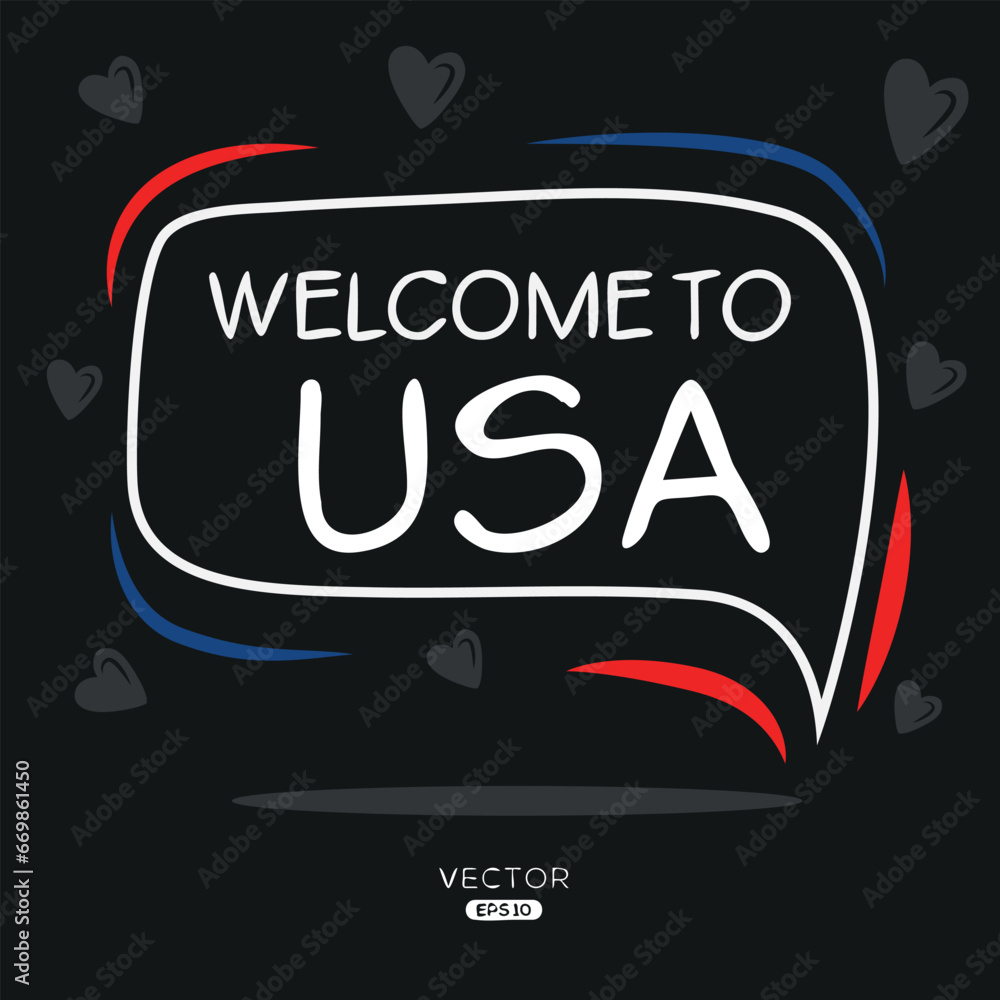 Fototapeta premium Welcome to USA (United states of America), Vector Illustration.