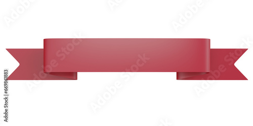 3d Rendering Ribbon red color for promotion or sale or celebration transparent