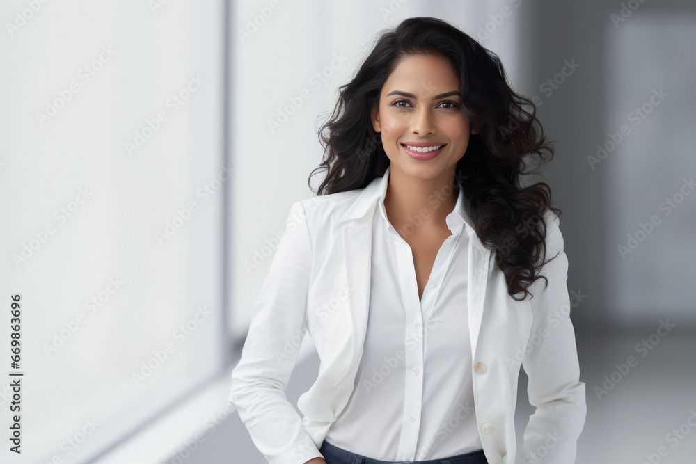 Young and confident female corporate employee, smiling Young and confident female corporate employee, smiling